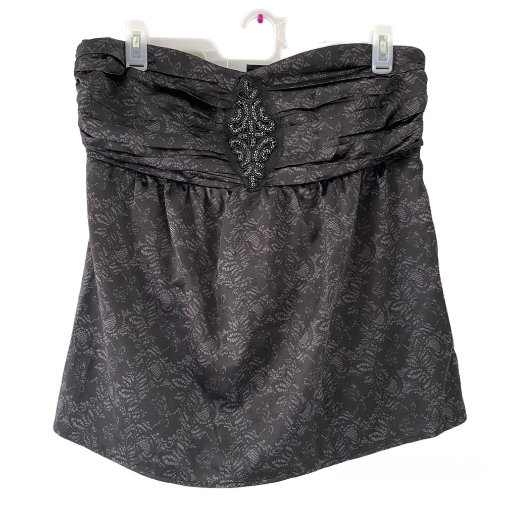 Vintage Torrid Y2K Pink Tag Strapless Tube Top Beaded Lace Satin Whimsygoth